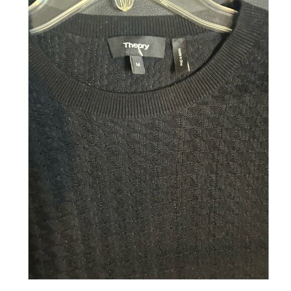 Theory Black Stretchy Sweater Size Medium M Semi-sheer Stockholm Designer - Picture 2 of 4